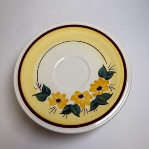 Vernon Kilns Brown Eyed Susan Saucers Set 6 Hand Painted California